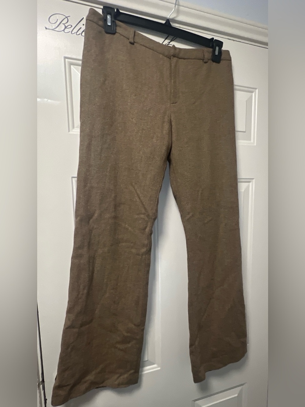 Women's Brown Wool Wide-Leg Knit Pants (Bin 5-041)